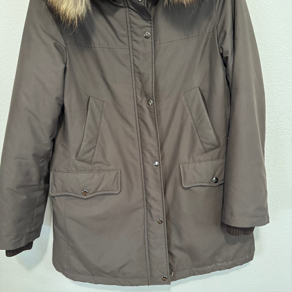 Burberry London Babthorpe Brown Parka Nova Check Fur Trim Hood Large - Picture 4 of 14